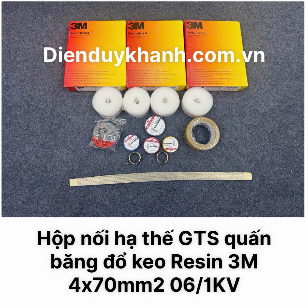 Hộp nối cáp hạ thế 4x70mm2 quấn băng đổ keo Resin 3M chính hãng giá rẻ